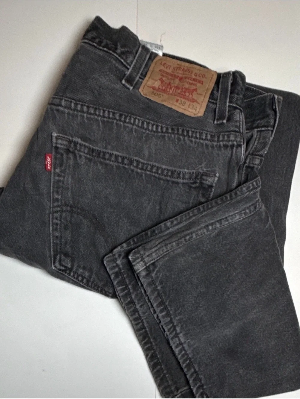 Levi's 505 Men's Washed Charcoal Black Slim Straight Denim Jeans 38x34